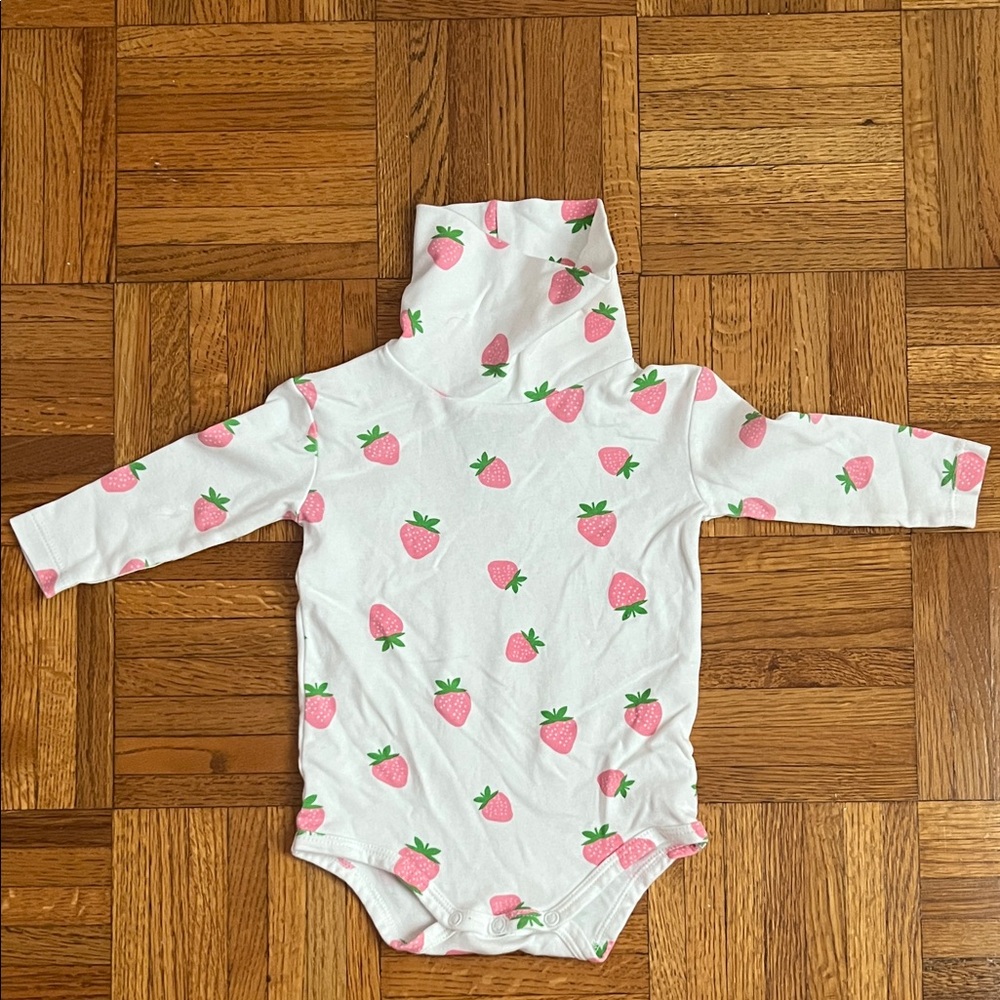TBBC Strawberry Print Turtleneck Onesie